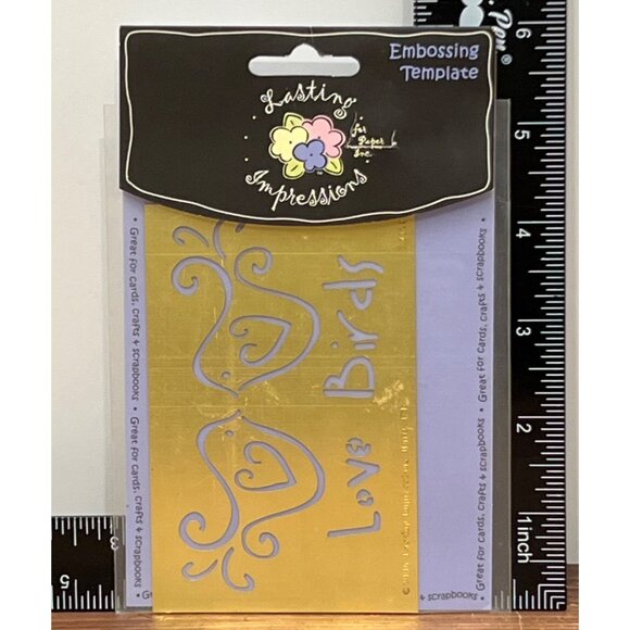 2006 L9378 Lasting Impressions LOVE BIRDS Stencil Embossing Template - Picture 2 of 3
